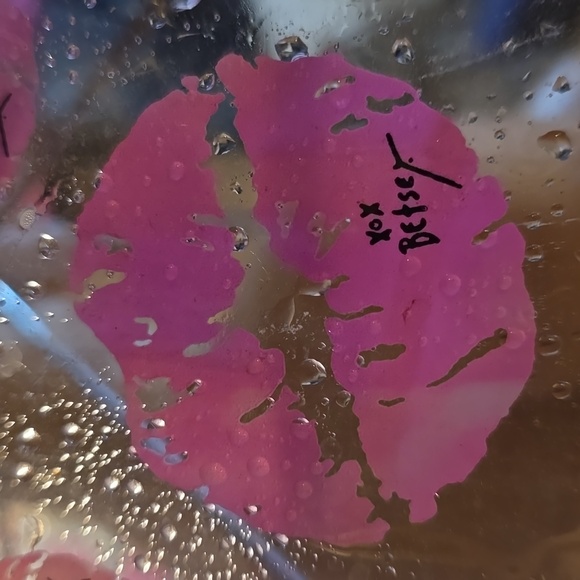 Betsey Johnson Clear and Pink Lip Print Umbrella - Picture 6 of 7